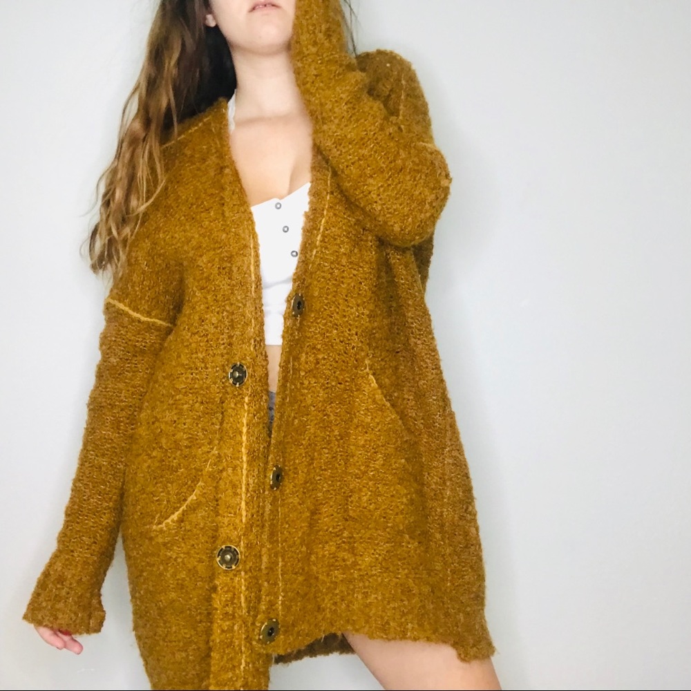 Free People RARE rust boucle cardigan - Picture 2 of 7